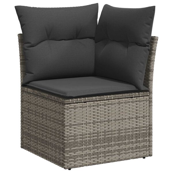 vidaXL Tuinbankenset met kussen 9 pcs Grijs poly rattan