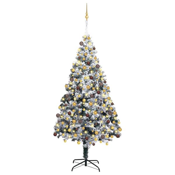 vidaXL Kunstkerstboom met 300 LED Wit 180 cm PVC en Staal en Kunststof