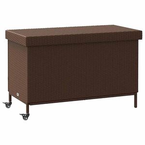 vidaXL Tuinbox met wielen 110x55x73 cm poly rattan bruin