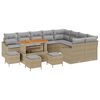 vidaXL Tuinbankenset met kussen 13 pcs Beige poly rattan