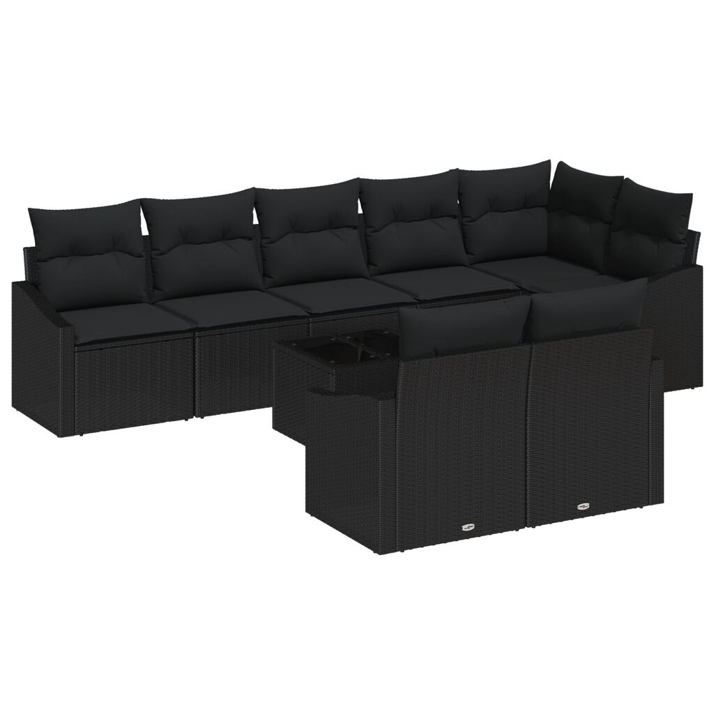 vidaxl vidaXL 9-delige tuinsofa set met kussens beige poly rattan