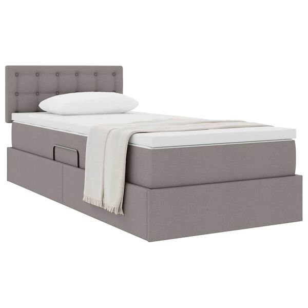 vidaXL Opbergbed met matras met matras Taupe 100 x 200 cm Bewerkt hout