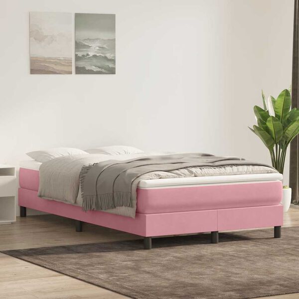 vidaXL Boxspring zonder matras fluweel roze 120x210 cm
