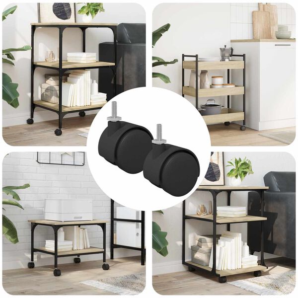 vidaXL Caster 2 pcs Zwart en Zilver 40,1 x 40,1 x 37,8 mm Ijzer en PP