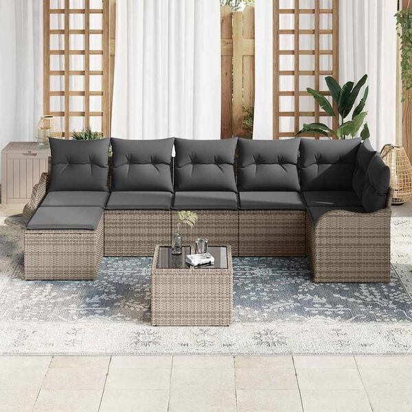 vidaXL Tuin Sofa Set 8 pcs Grijs poly rattan