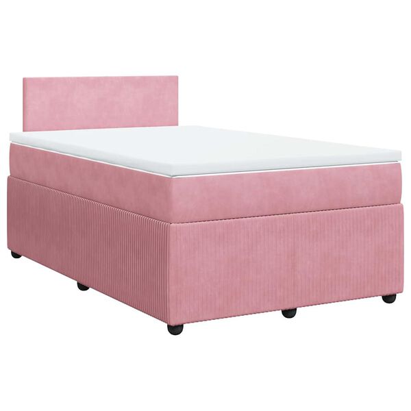 vidaXL Boxspring met matras fluweel roze 120x190 cm