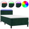 vidaXL Boxspring met matras en LED fluweel donkergroen 90x200 cm