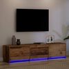 vidaXL TV-kast met LED met lade Oudhout 165 x 34 x 40 cm Bewerkt hout