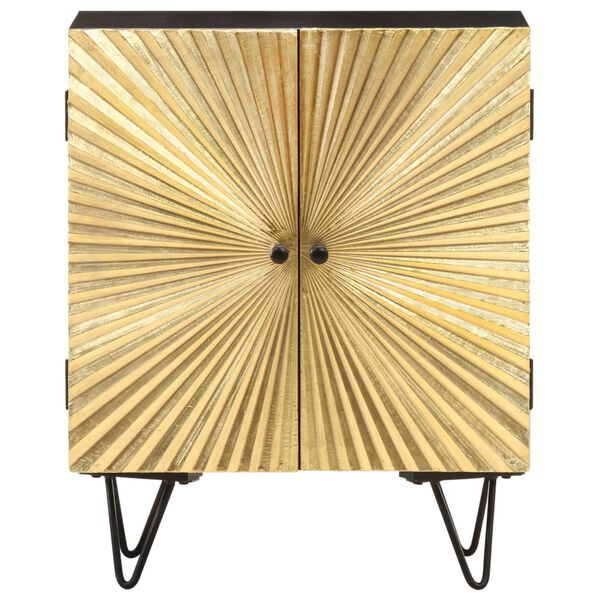 vidaXL Dressoir met messing voorkant 60x30x74 cm massief mangohout