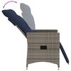 vidaXL Tuinstoelen 2 st verstelbaar met kussens poly rattan grijs
