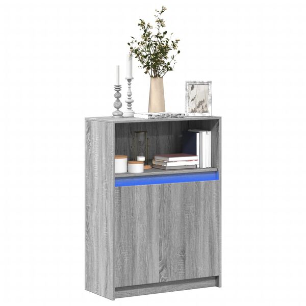 vidaXL Dressoir met LED 72x34x100 cm bewerkt hout grijs sonoma eiken