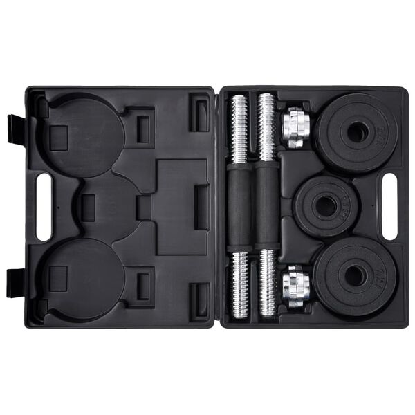 vidaXL 19-delige Halterset 15 kg gietijzer