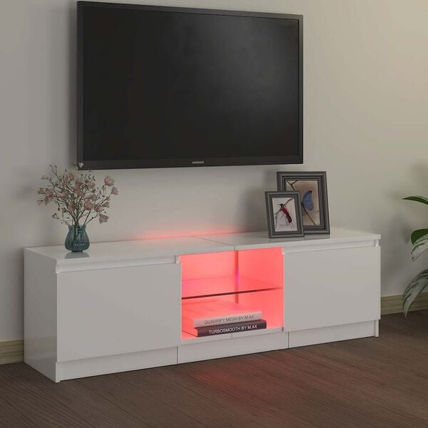 vidaXL Tv-meubel met LED-verlichting 120x30x36 cm hoogglans wit