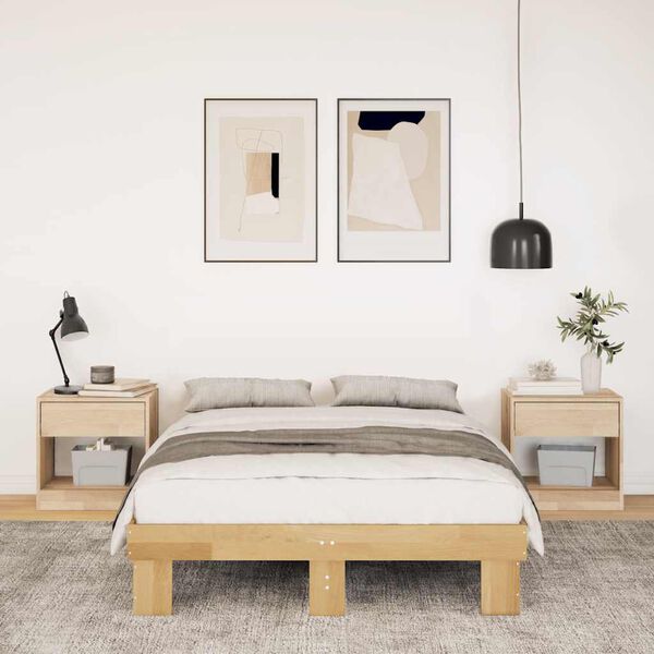 vidaXL Bedframe zonder matras 120x200 cm massief hout eiken