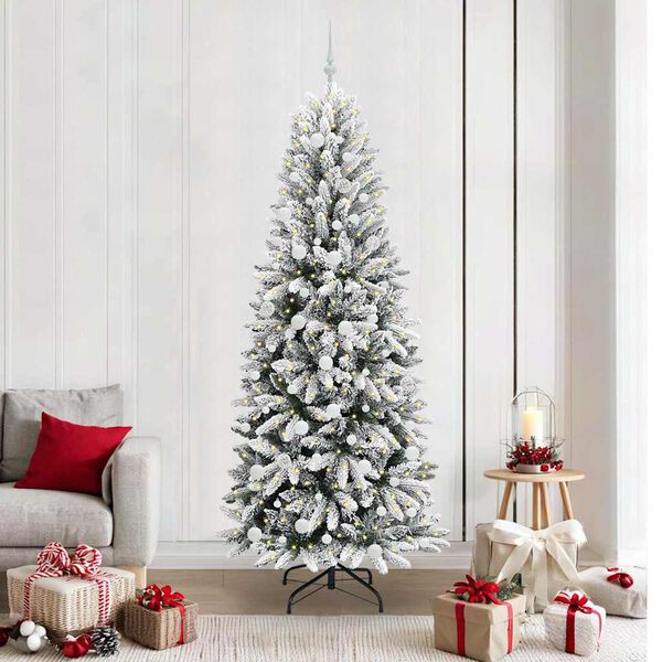 vidaXL Kunstkerstboom Wit 210 cm PVC en Plastic en Staal en PE