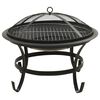 vidaXL Vuurschaal en barbecue 2-in-1 met pook 56x56x49 cm staal