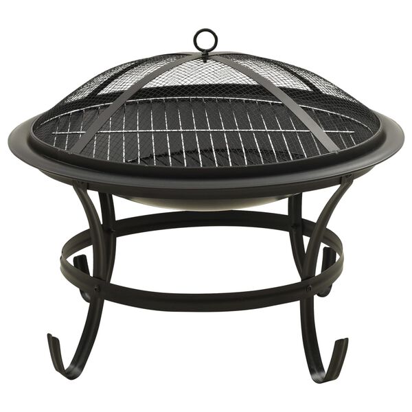 vidaXL Vuurschaal en barbecue 2-in-1 met pook 56x56x49 cm staal
