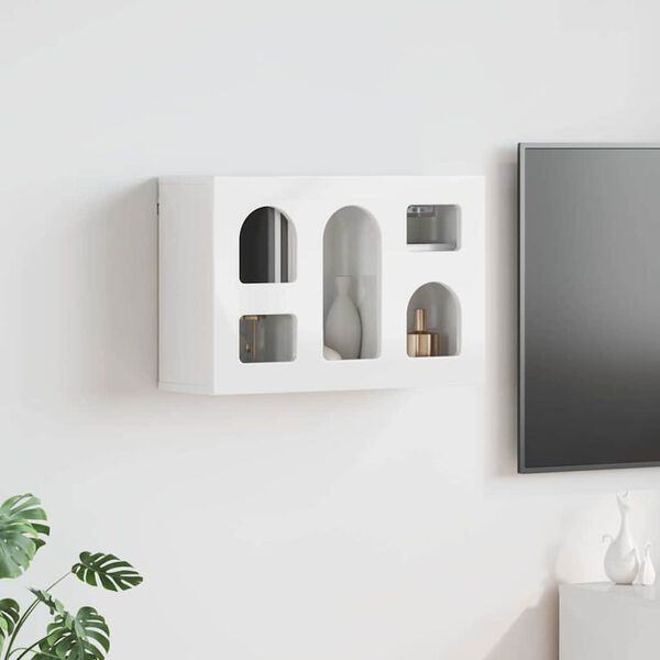 vidaXL Hangkast met plank Hoogglans wit 60 x 20 x 40 cm Bewerkt hout