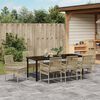 vidaXL Tuin eettafelset met kussen 9 pcs Beige poly rattan