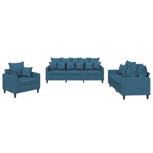 vidaXL 3-delige Loungeset met kussens fluweel blauw