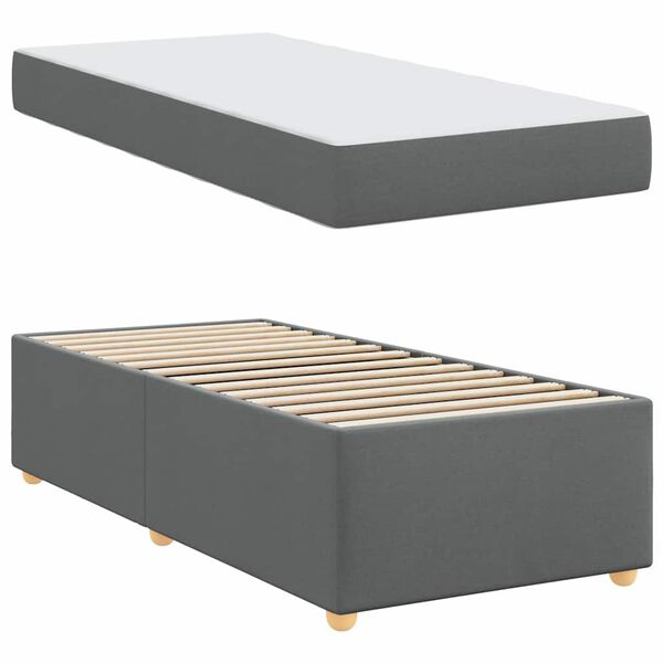 vidaXL Bedframe met matras Donkergrijs 80 x 200 cm Stof
