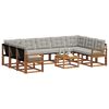 vidaXL Buiten bankenset met kussen 10 pcs Natuurlijk en Lichtgrijs