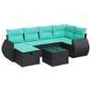 vidaXL 7-delige Loungeset met kussens poly rattan zwart