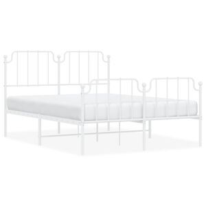 vidaXL Bedframe met hoofd- en voeteneinde metaal wit 135x190 cm