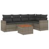 vidaXL 6-delige Loungeset met kussens poly rattan grijs