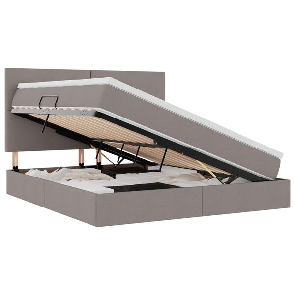 vidaXL Opslag bed met matras met matras Taupe 160 x 200 cm Polyester