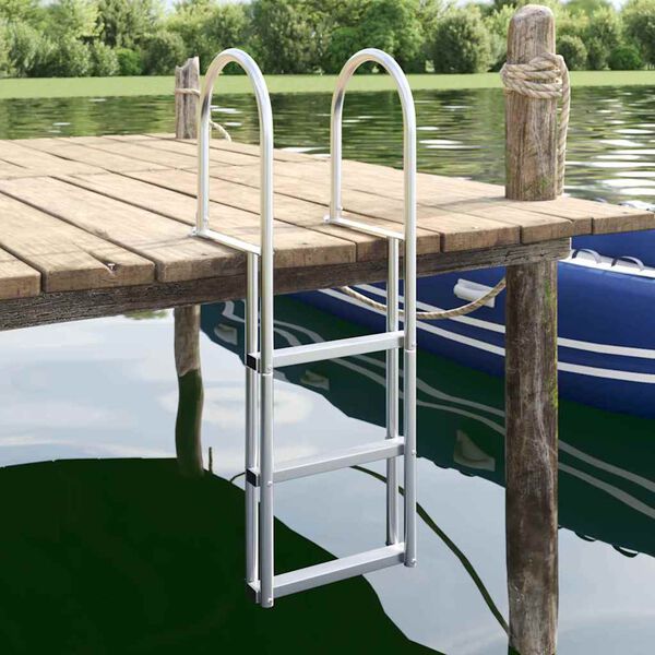 vidaXL 3-Traps Steigerladder Zilver 45 x 11,5 x 134 cm Aluminium