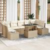 vidaXL Bankstel met kussen 8 pcs Beige en Crème poly rattan