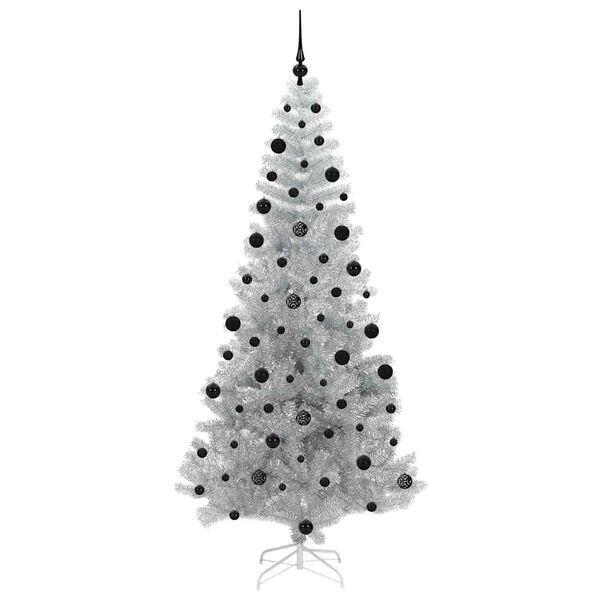 vidaXL Kerstboom met 300 LED met standaard Zilver 210 cm PET