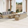 vidaXL Tuinbankenset met kussen met opslag 11 pcs Beige Poly riet