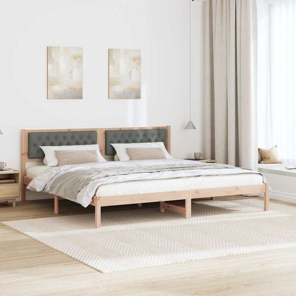 vidaXL Bedframe Donkergrijs 200 x 200 cm Massief grenenhout
