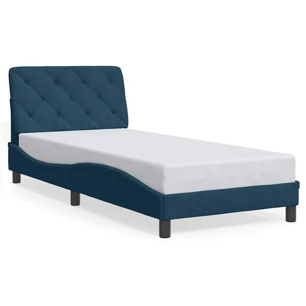 vidaXL Bedframe zonder matras fluweel blauw 90x200 cm