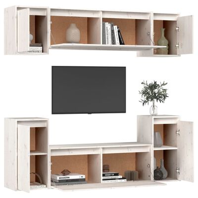 vidaXL Tv-meubelen 6 st massief grenenhout wit