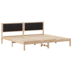vidaXL Bedframe met hoofdeinde Zwart 200 x 200 cm Massief grenenhout