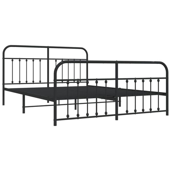vidaXL Bedframe met voetbord zonder matras metaal zwart 180x200 cm