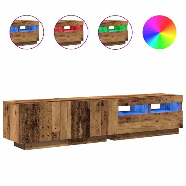 vidaXL Tv-meubel met LED 180x35x40 cm bewerkt hout oud hout