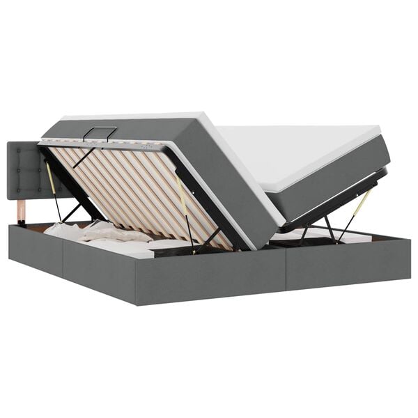 vidaXL Opslag bed met matras Donkergrijs 200 x 200 cm Nep Leer