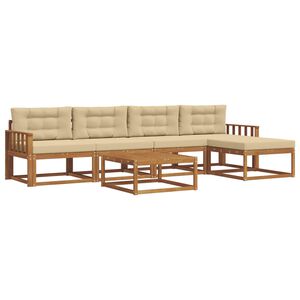 vidaXL Buiten bankenset met kussen 6 pcs Natuurlijk en Beige