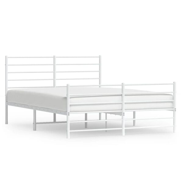 vidaXL Bedframe met hoofd- en voeteneinde metaal wit 160x200 cm