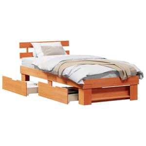 vidaXL Bedframe met hoofdeinde Wasbruin 90 x 190 cm Massief grenenhout
