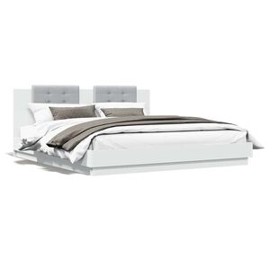 vidaXL Bedframe met hoofdeinde bewerkt hout wit 200x200 cm