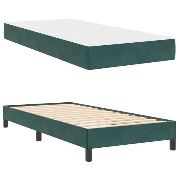 vidaXL Boxspringbed met matras Donkergroen 80 x 210 cm Stof