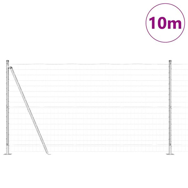 vidaXL Hek met Paal Zilver 1,2 x 10 m Staal
