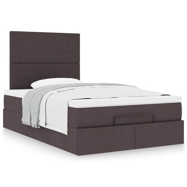vidaXL Ottoman bed met matras 120x200cm stof donkerbruin