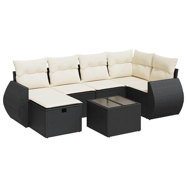 vidaXL 6-delige Loungeset met kussens poly rattan zwart