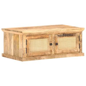 vidaXL Salontafel 90x50x35 cm massief mangohout en natuurlijk riet